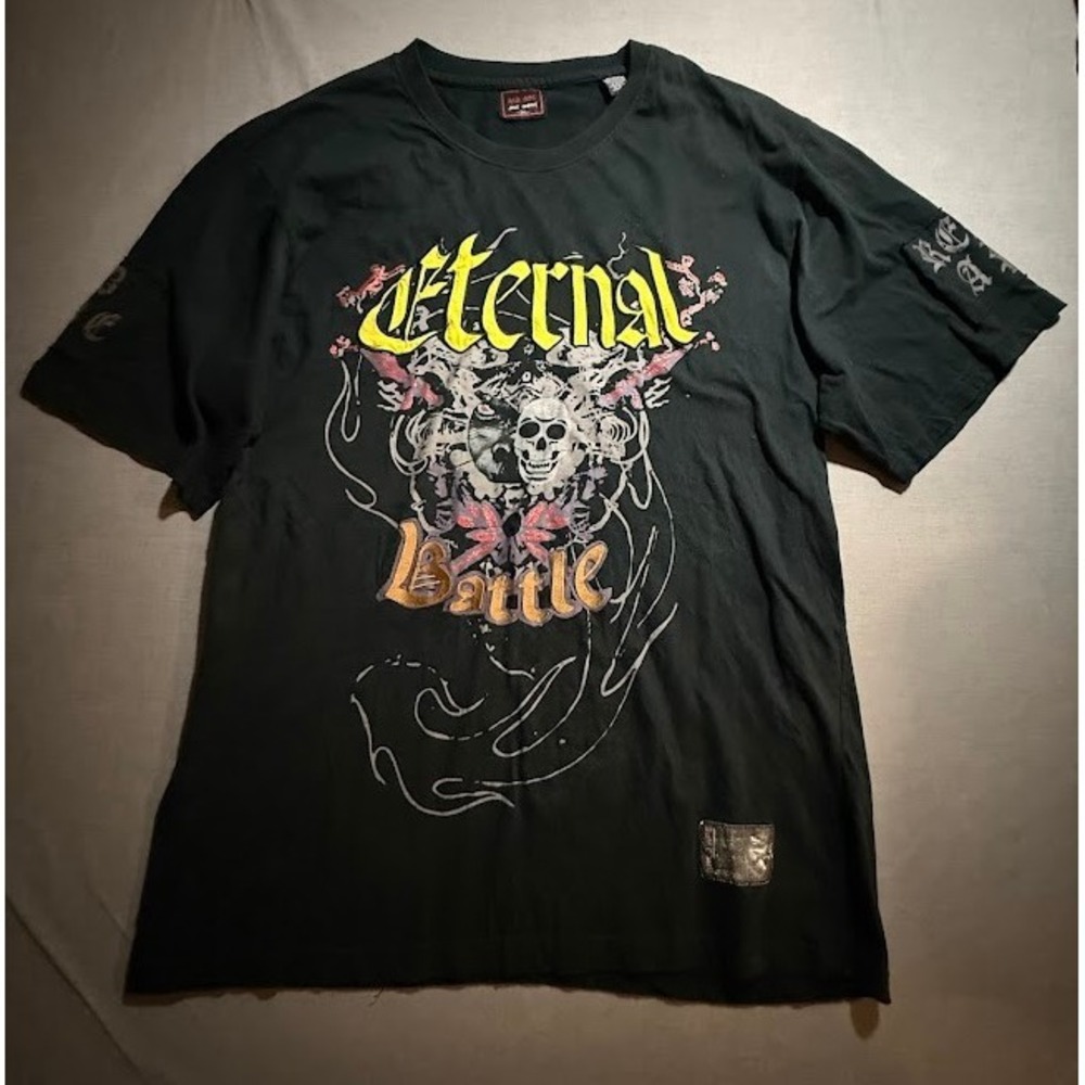 Red Ape Eternal Battle Skull Graphic T‎ Shirt Mens Size 3XL Black Red Ape